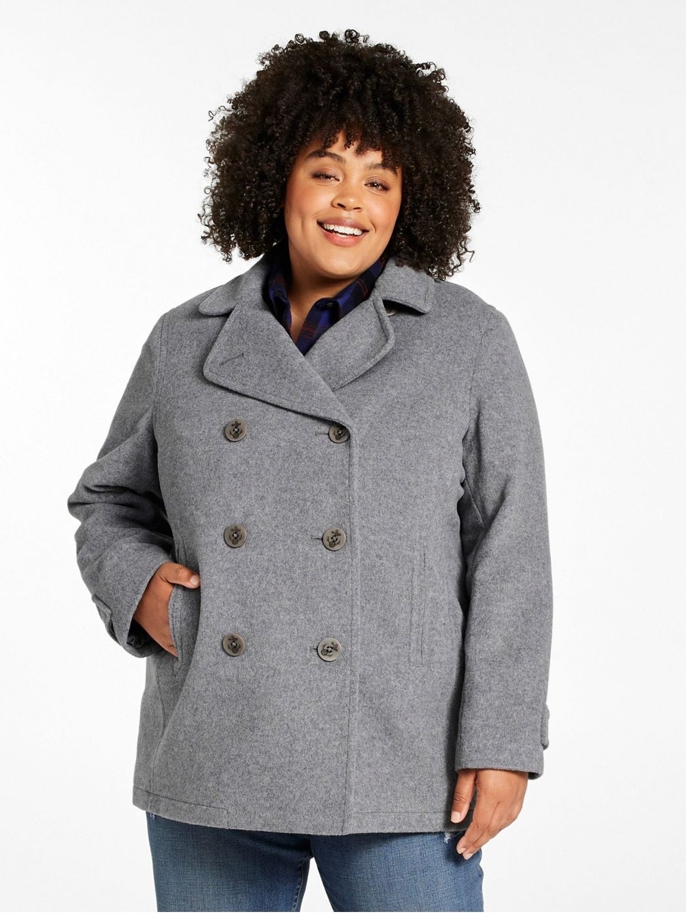 LL Bean Women’s Gray Double-Breasted Wool Peacoat Size 3X